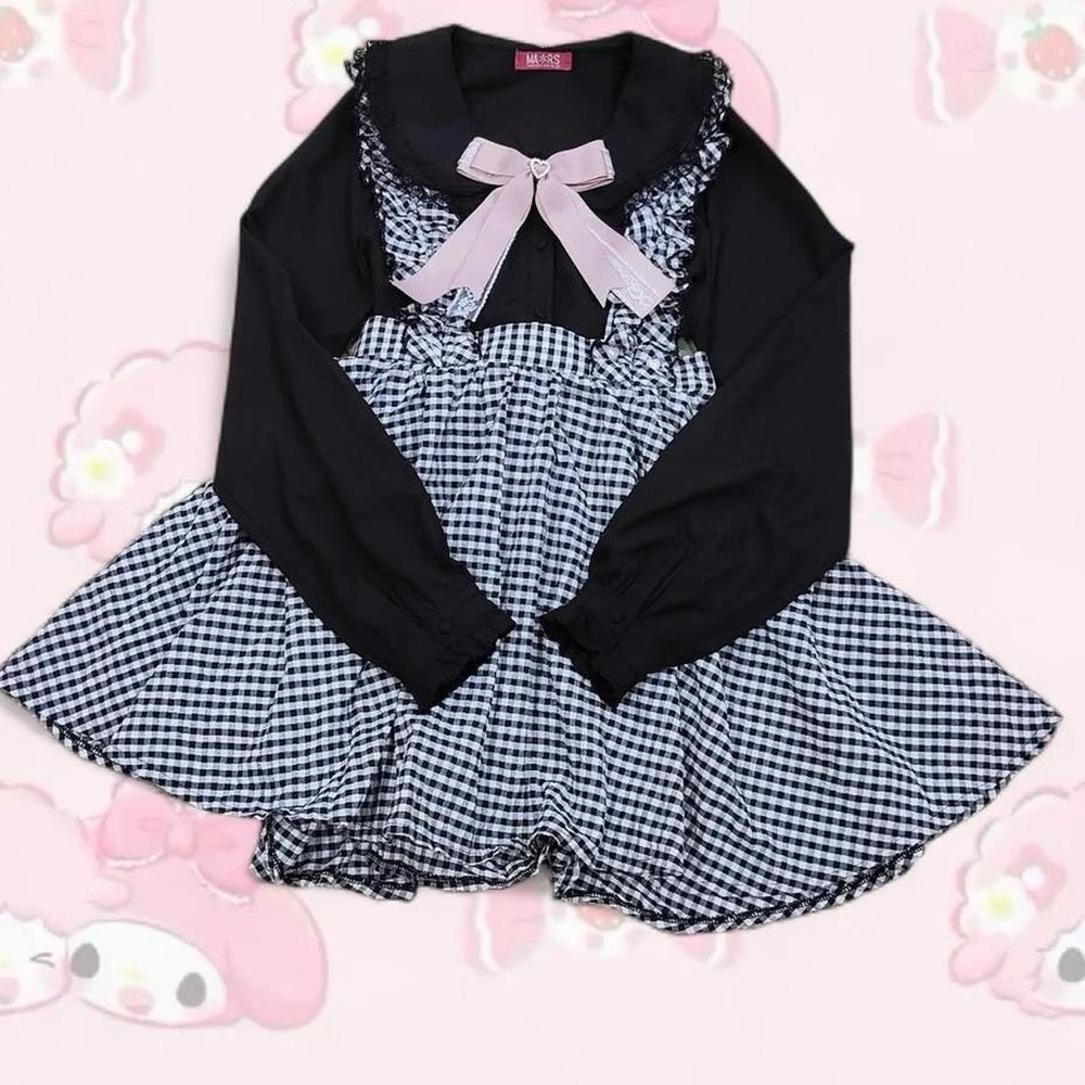 MA*RS 🌸 Black Jirai Kei Button Up Lace Collar Blouse (Jfashion Brand)